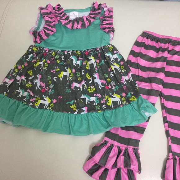 Unicorn cute ruffle sleeveless top pants set - Picture 5 of 7